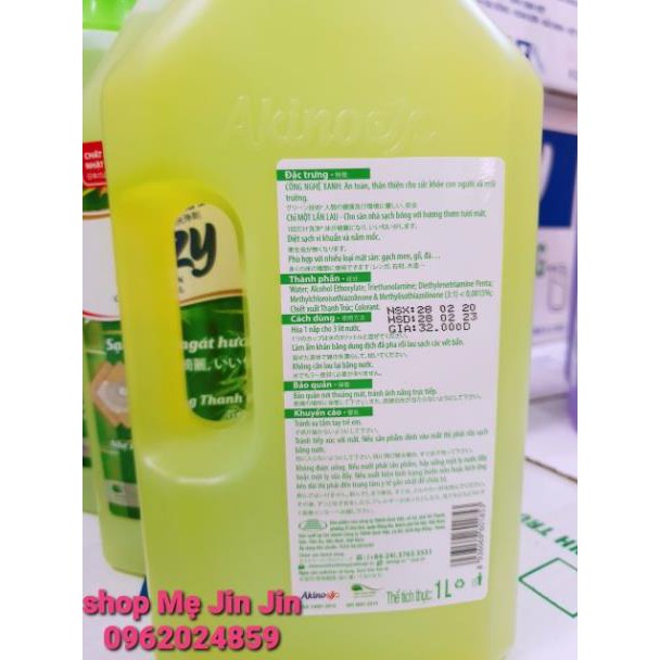 [CHÍNH HÃNG] [tặng ngay khăn lau]nước lau sàn SUZY 1L - thành phần HỮU CƠ, chất lượng NHẬT BẢN