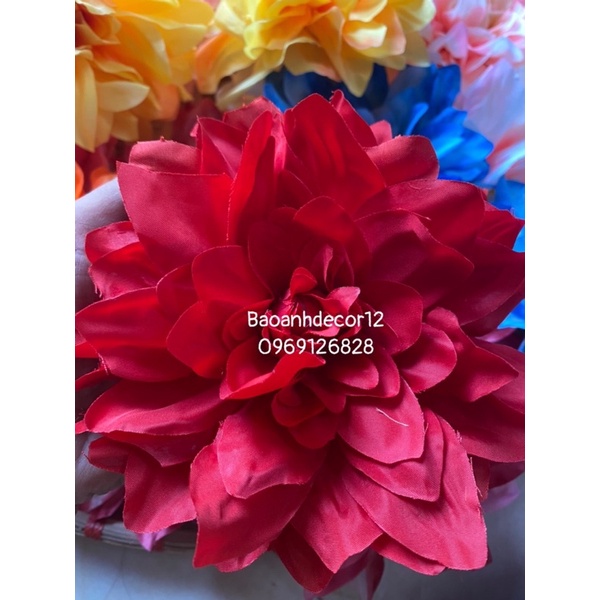 (Size Đại) Đầu bông hoa thược dược lụa cao cấp-trang trí,decor ,làm oản