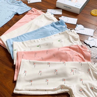 [Nature wear] bộ cộc tay cài vai nature wear chất bamboo ( sợi tre ) cho bé