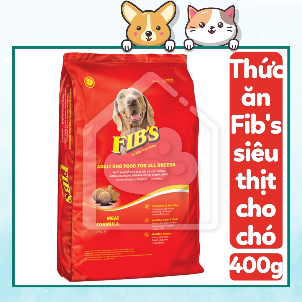 Thức ăn hạt Fib's siêu thịt cho chó lớn túi 400g - Bivido