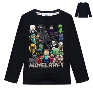 Áo Thun cotton Nguyên Chất Tay Dài In Hình game minecraft Di Động Cho Học Sinh Nam Nữ