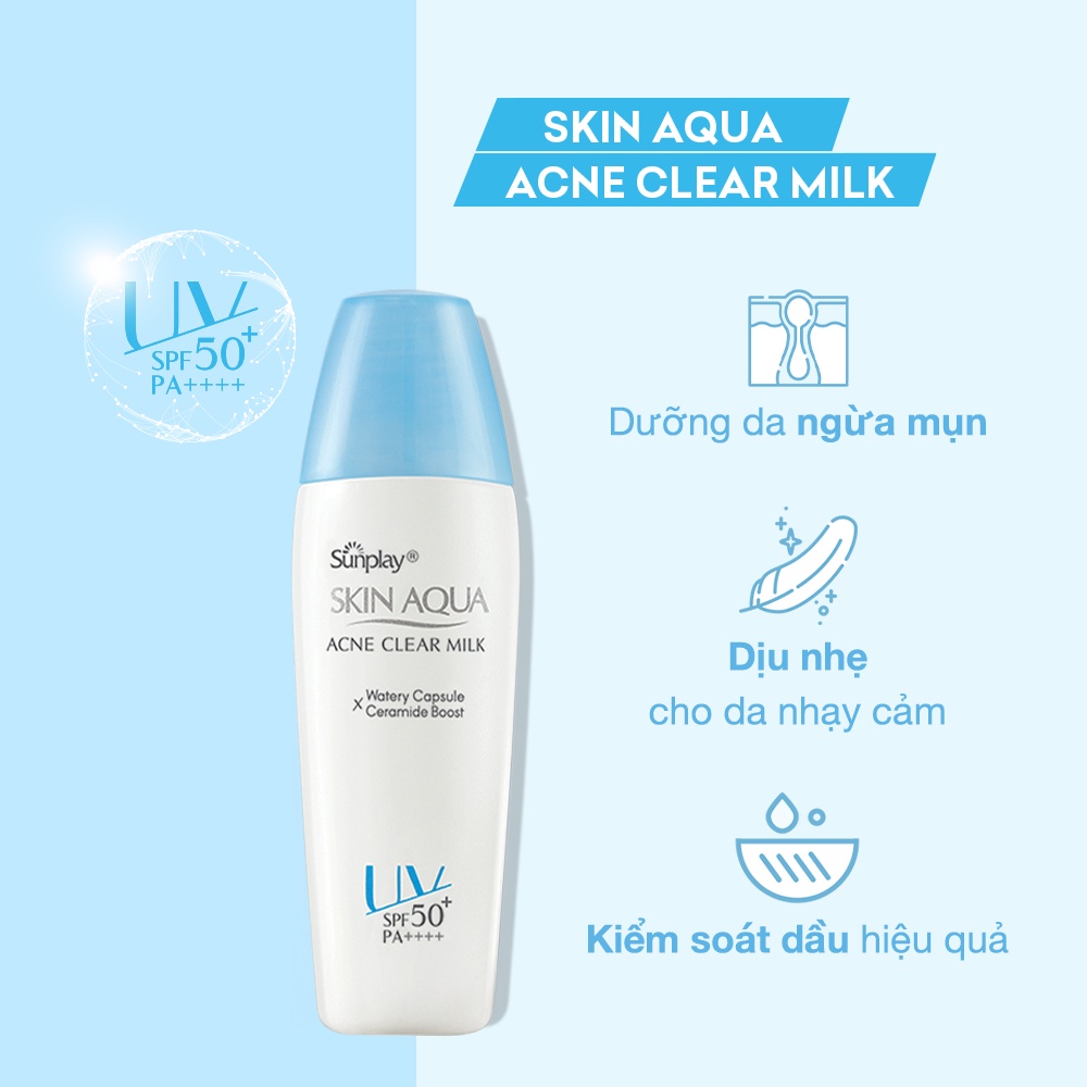 Sữa chống nắng dưỡng da ngừa mụn Sunplay Skin Aqua Acne Clear SPF 50+ PA++++ 25g