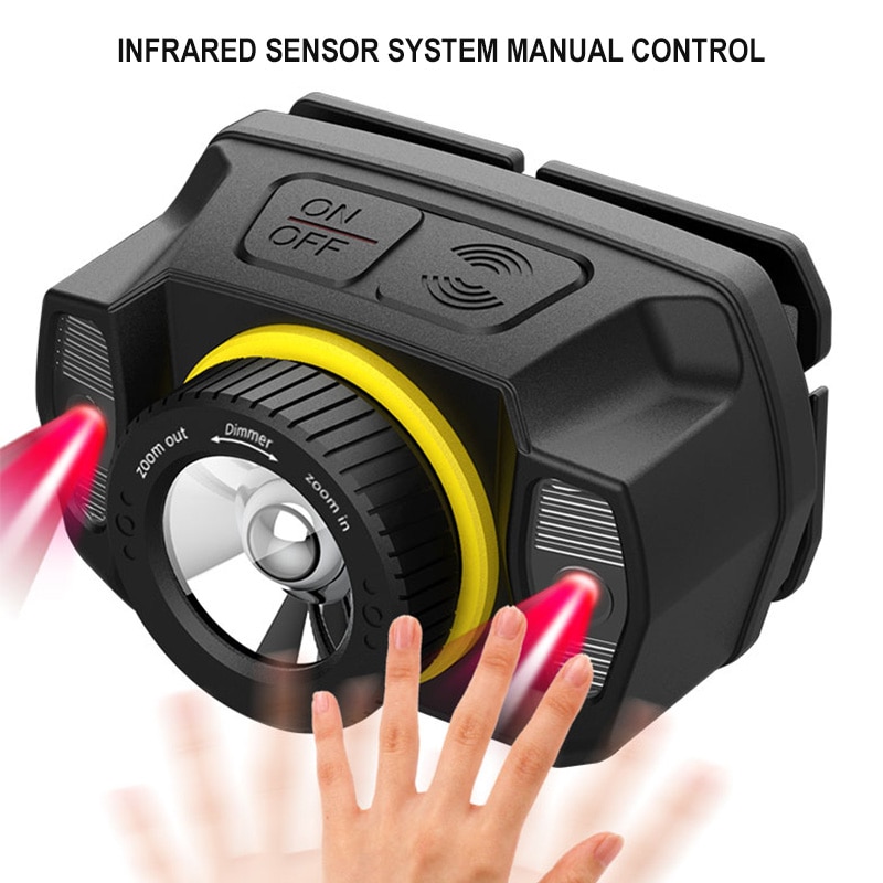 Đèn pin đeo đầu mini 8000LM chống nước có cảm biến phóng to chuyên nghiệp