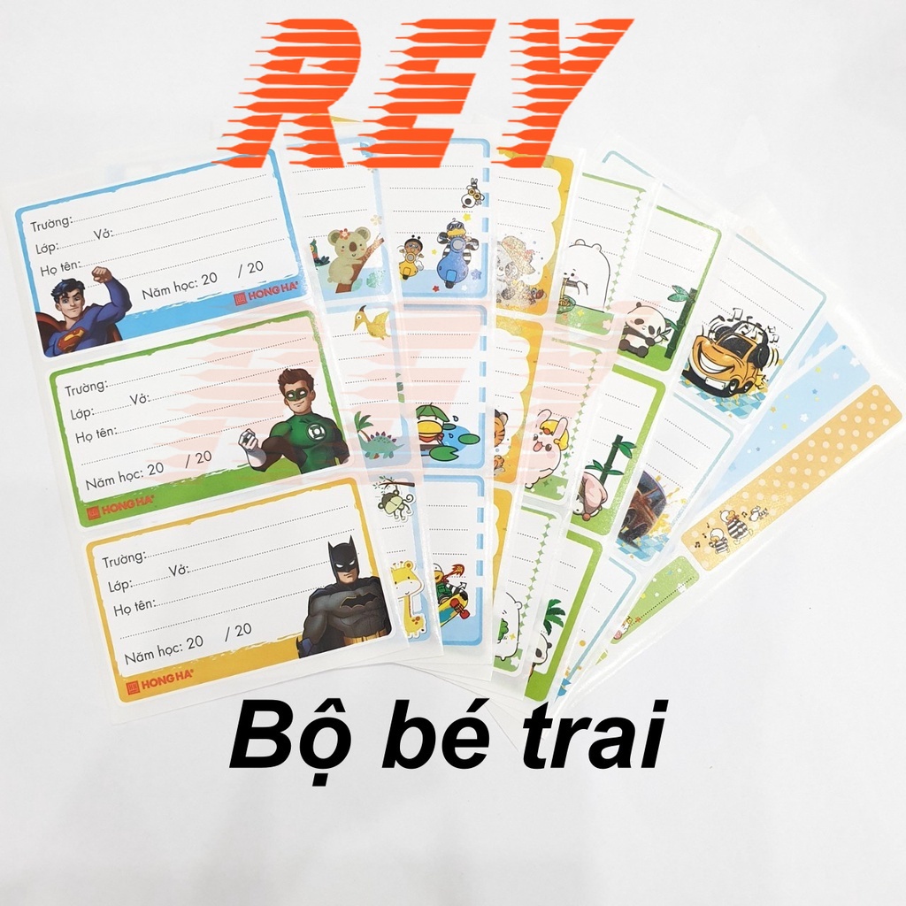 COMBO 42 cái giấy nhãn vở và 28 sticker dán dụng cụ học tập nhỏ xinh Hồng Hà 3470