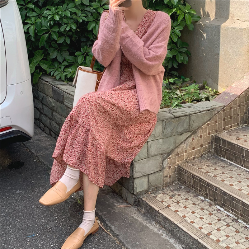 Đầm Midi Lưng Cao Cổ Chữ V In Hoa 38881