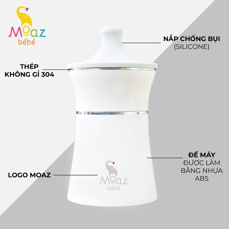 Máy hâm sữa di động cầm tay moaz bébé mb-041 tặng 4 cổ bình bảo hành chính hãng 10 tháng
