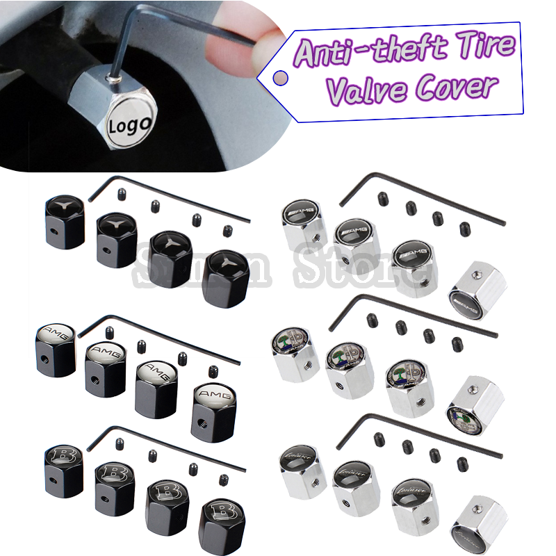 4 Nắp Van Bánh Xe Hơi mercedes benz amg brabus apple tree logo w210 w203 w204 w202 w176 Bằng Hợp Kim