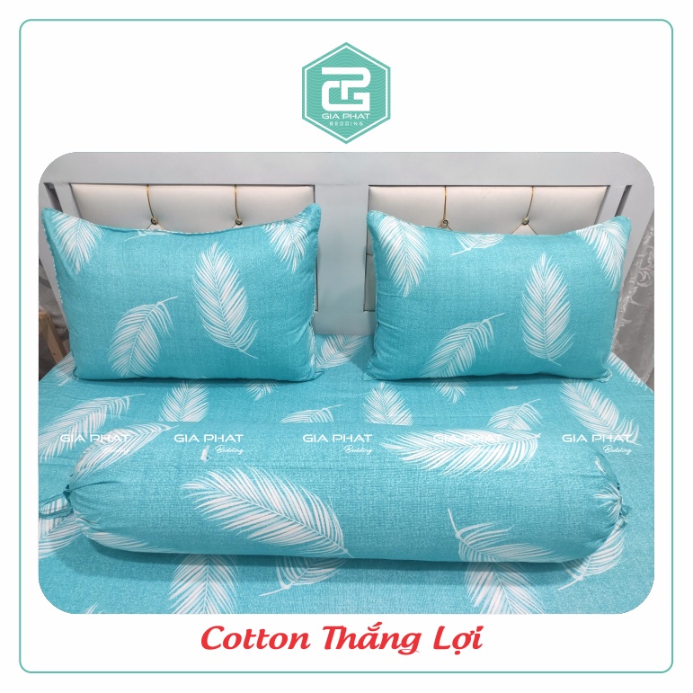 Bộ ga gối Thắng lợi cotton 100% chuẩn logo mẫu lông vũ