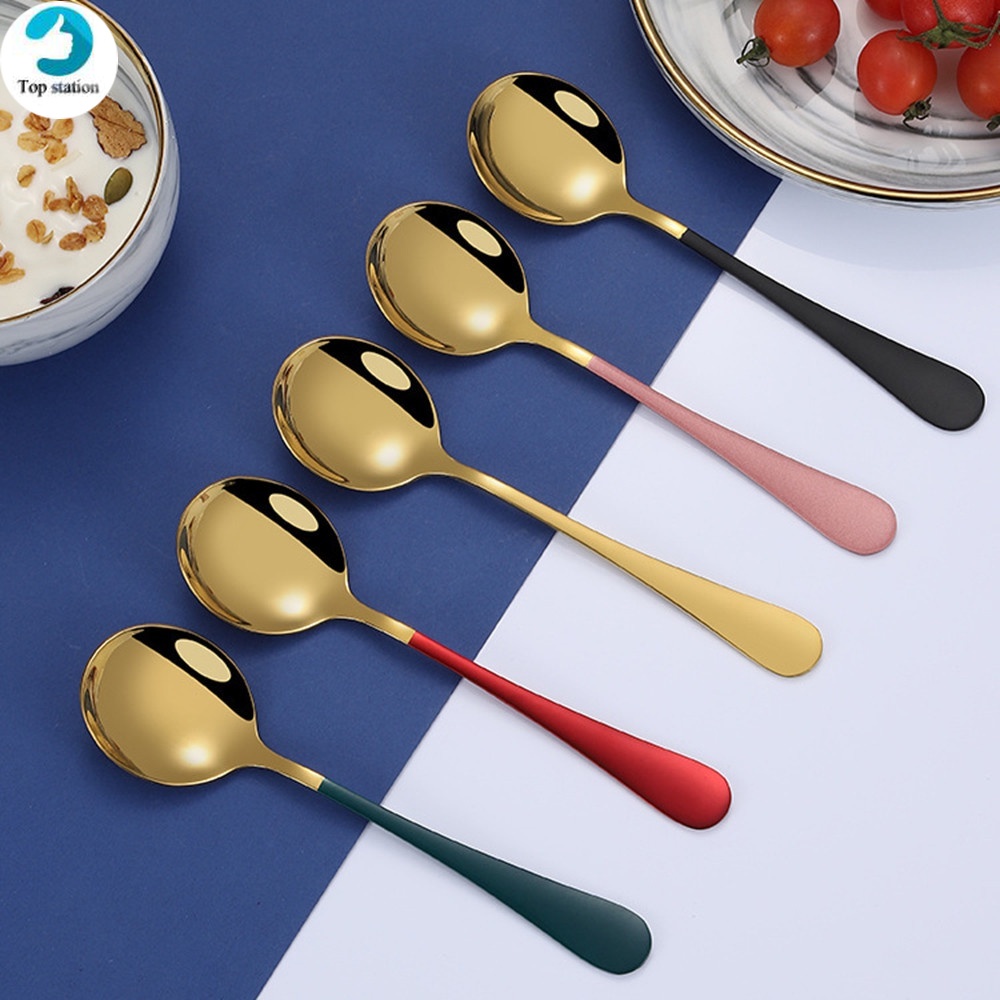 Muỗng cà phê bằng thép không gỉ màu vàng/bạc sang trọng