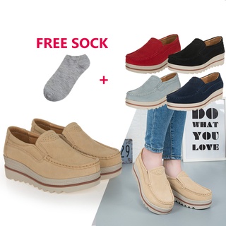 Giày Slip-On Nữ Đế Xuồng Vải Da Bò Thời Trang Chất Lượng Cao