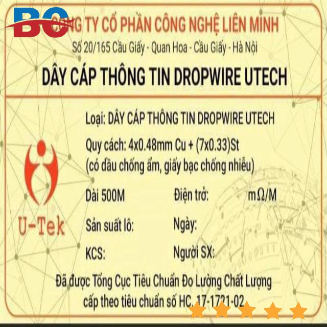 Dây cáp thông tin 4 lõi đồng TS có dây gia cường UTECH | Dây cáp mạng ngoài trời