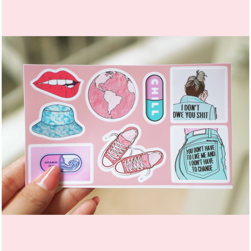 Bộ Sticker Girl Style Cá Tính Trang Trí Sổ Tay