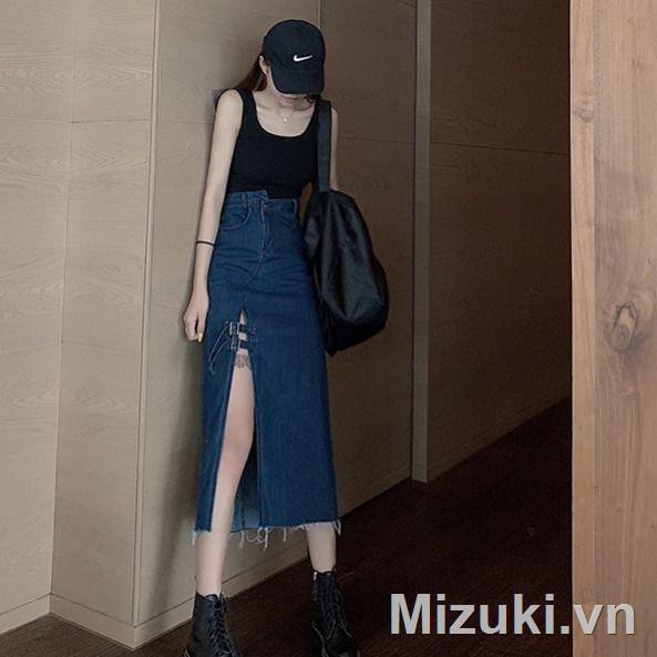 Chân Váy Jean Dài Lưng Cao Xẻ Tà Cá Tính Cho Nữ | BigBuy360 - bigbuy360.vn