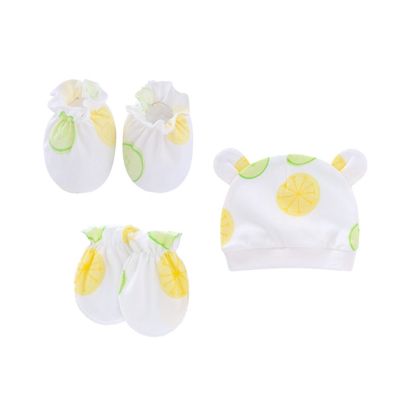 Bộ Găng Tay + Vớ Cotton Mềm Chống Trầy Xước Thoải Mái Cho Bé Sơ Sinh 0-3 Tháng Tuổi