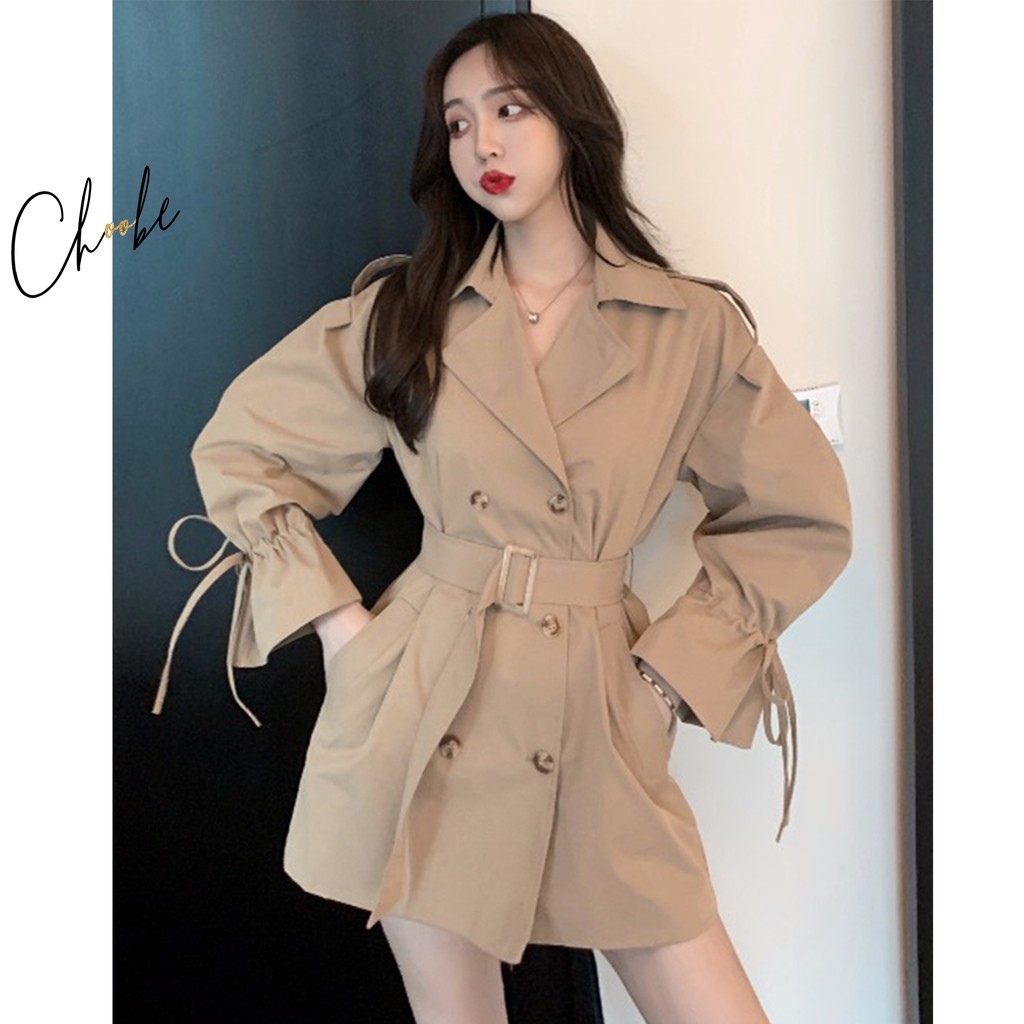 Áo khoác nữ Choobe vải kaki cao cấp, măng tô dáng ngắn, tay nơ, phong cách Hàn Quốc  | BigBuy360 - bigbuy360.vn