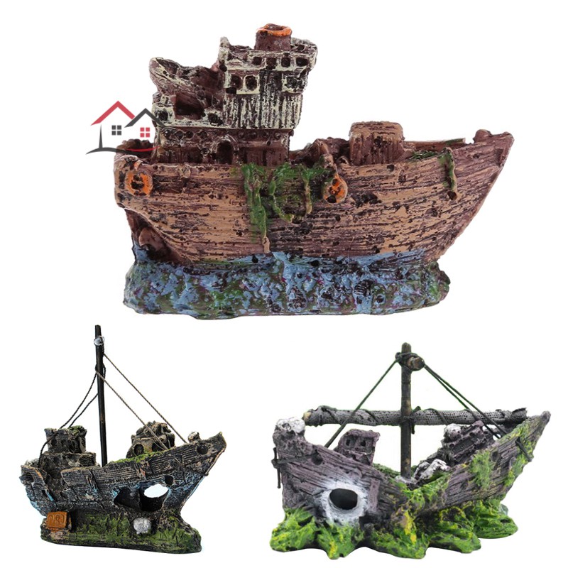 Mô Hình Trang Trí Bể Cá Cảnh Kiểu Tàu Đắm Độc Đáo
