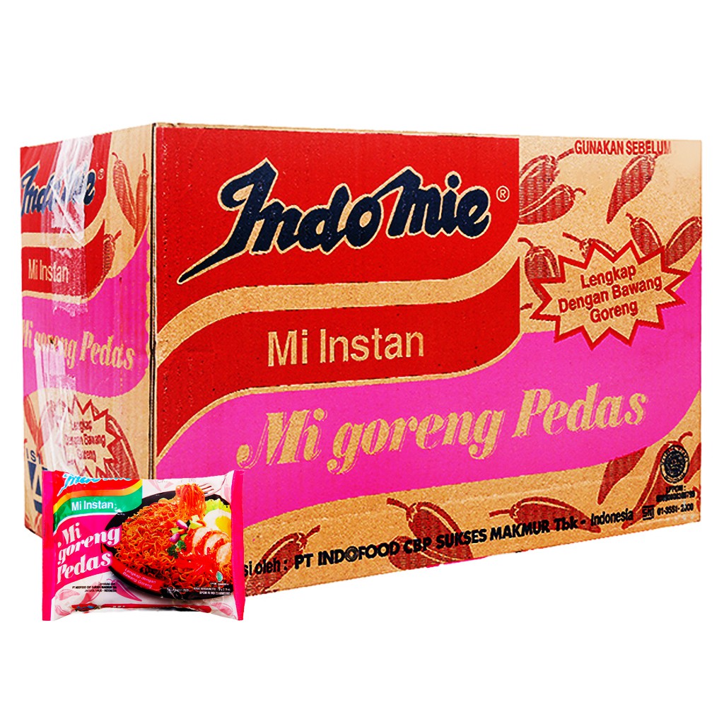 Thùng 40 gói mì xào khô Indomie Mi Goreng Pedas vị cay nồng 79gr