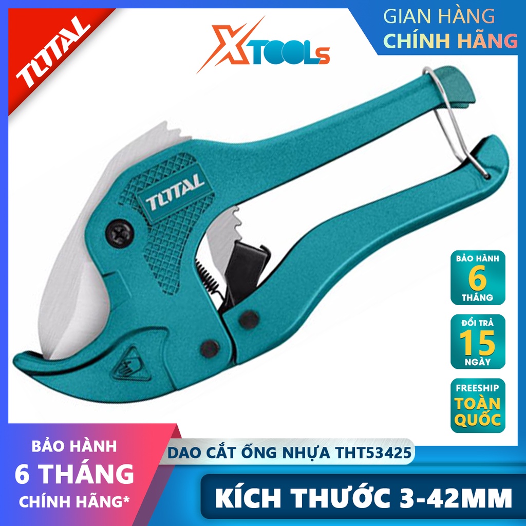 Dao cắt ống nhựa PVC TOTAL THT53425 | kéo cắt ống pvc Chiều dài 193mm, Đường kính cắt 3-42mm, thiết kế nhỏ gọn, trọng l