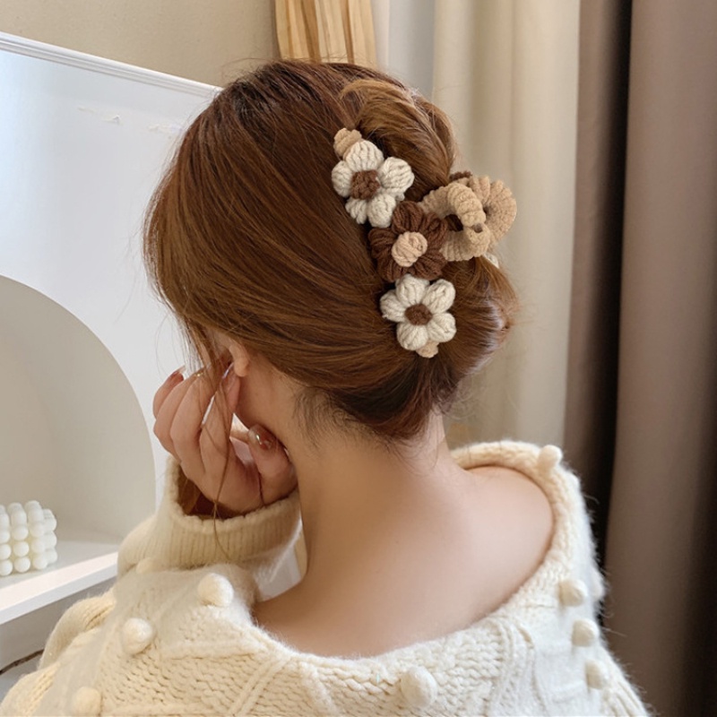 Kẹp Tóc Hình Cá Mập / Hoa Màu Cà Phê Phong Cách Hàn Quốc Thời Trang Cho Nữ