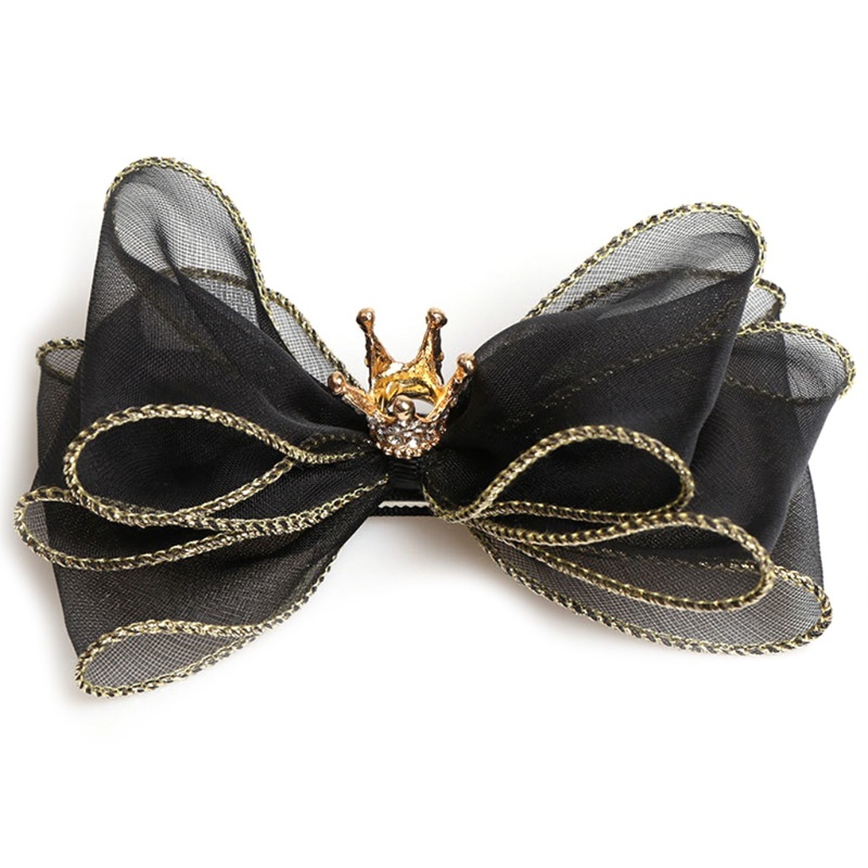 Kẹp Tóc Đuôi Ngựa Hình Vương Miện Lớn Bằng Vải Organza Cho Nữ Giá Đỡ