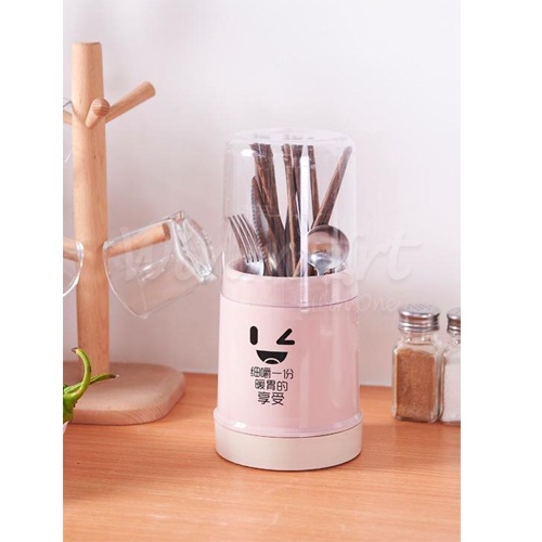 Ống Đựng Đũa Mặt Gấu Có Nắp Đậy Tiện Dụng
