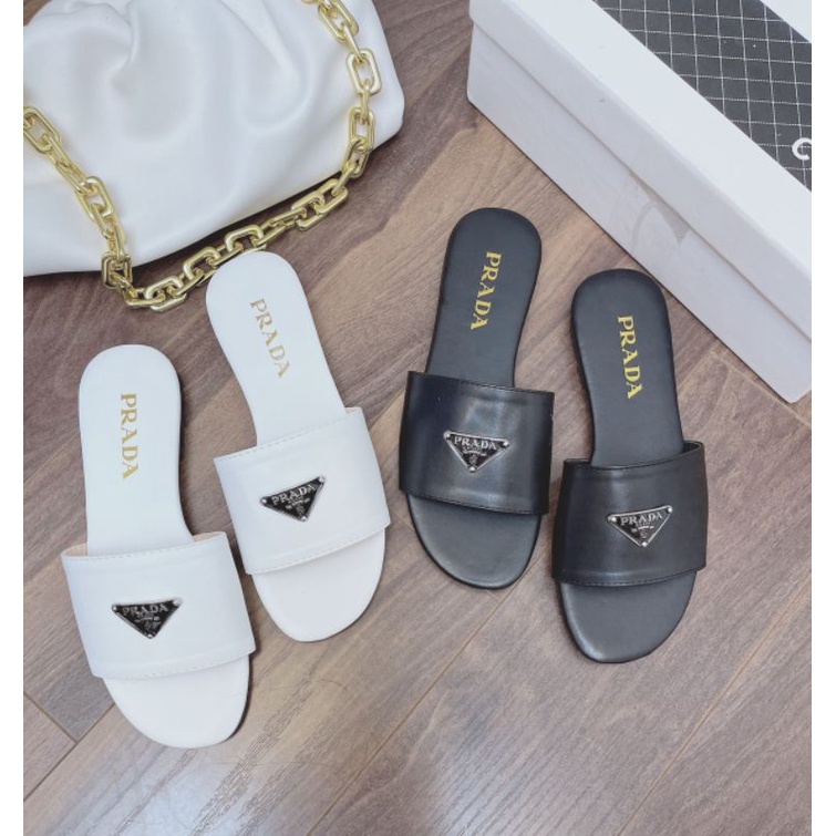 Dép Lê Prada Quai Ngang Đế Bằng