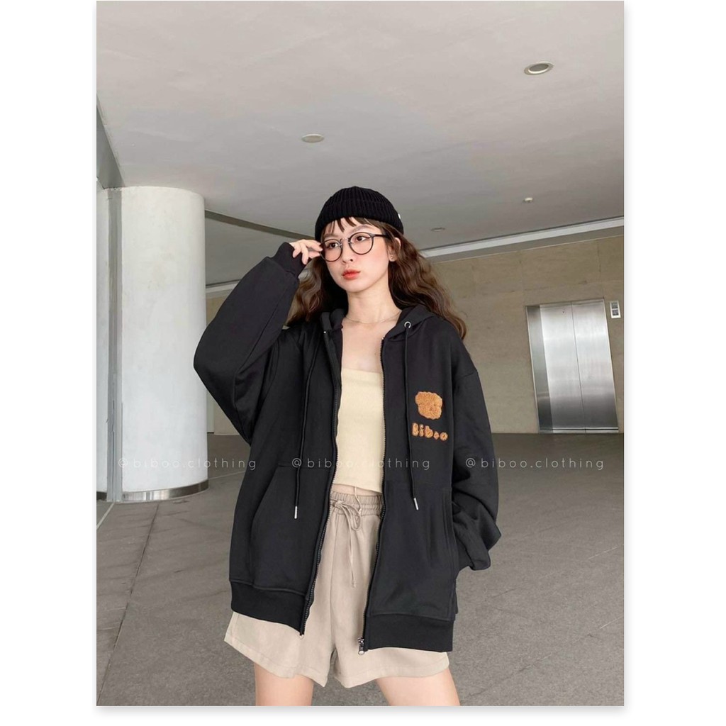 ÁO KHOÁC NỈ DÂY KHOÁ KÉO, ÁO KHOÁC NHẸ CHẤT THUN NỈ MỀM MỊN PHỐI LOGO THÊU ĐẦU GẤU THỜI TRANG HOT | BigBuy360 - bigbuy360.vn