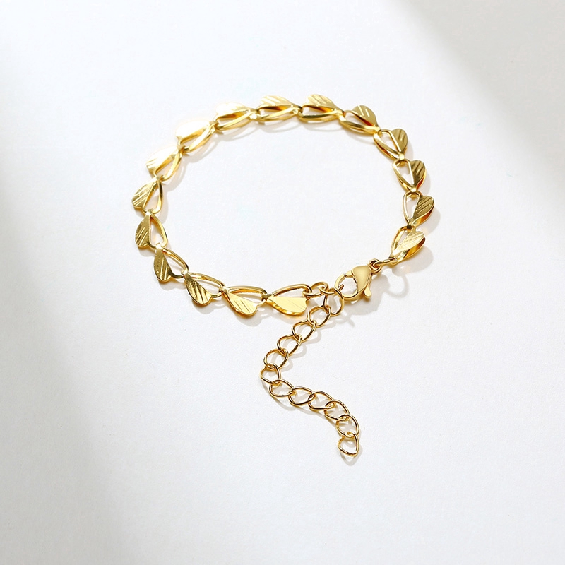 Vnox Gold Plated Stainless Steel Leaf Bracelet for Women