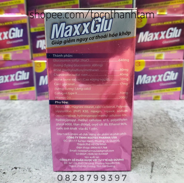 Viên uống bổ xương khớp  MAXGLU bổ sung glucosamin, giảm đau nhức xương khớp  - Hộp 60 viên