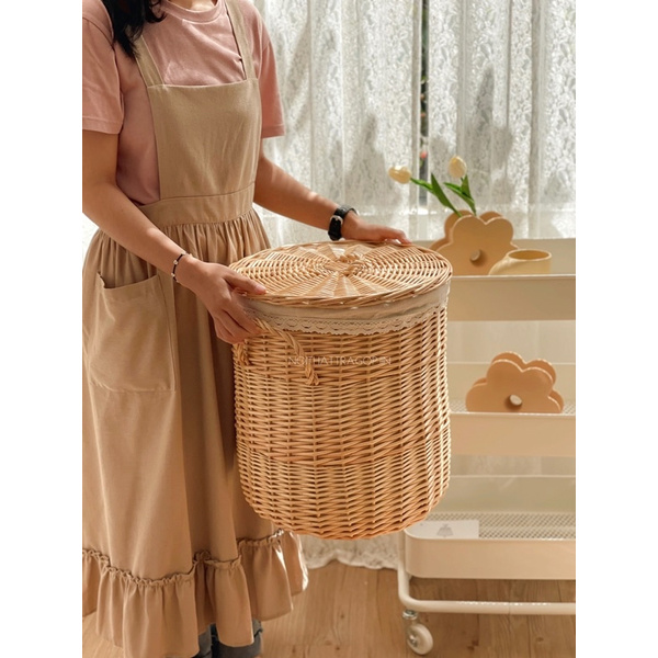 Giỏ mây đựng đồ bẩn có nắp 1