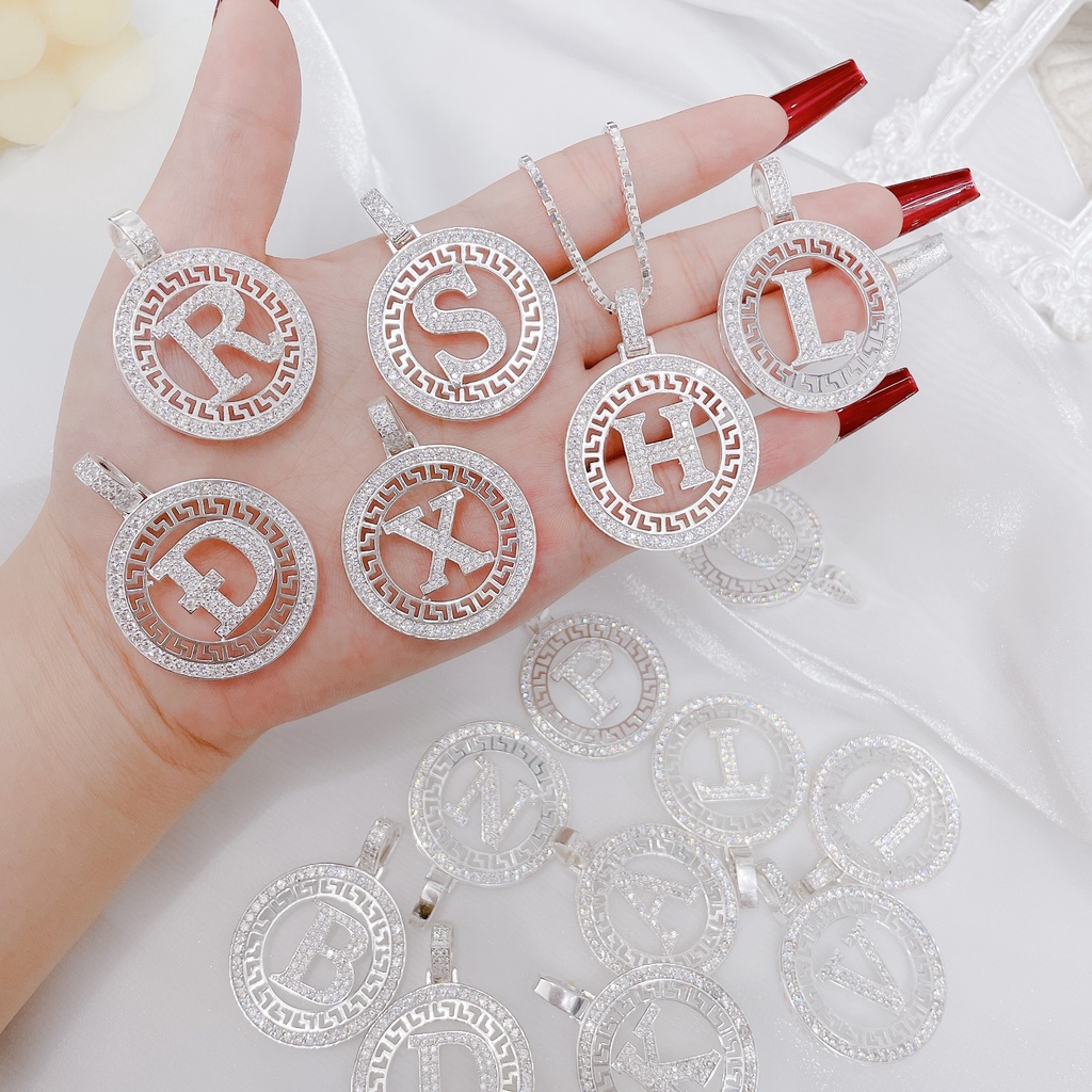 Dây chuyền bạc ta 925 mặt chữ cái nam nữ, vòng cổ bạc 925 mặt chữ H, T, A, V, N, M, K, U, R, X... cá tính thiết kế Lera