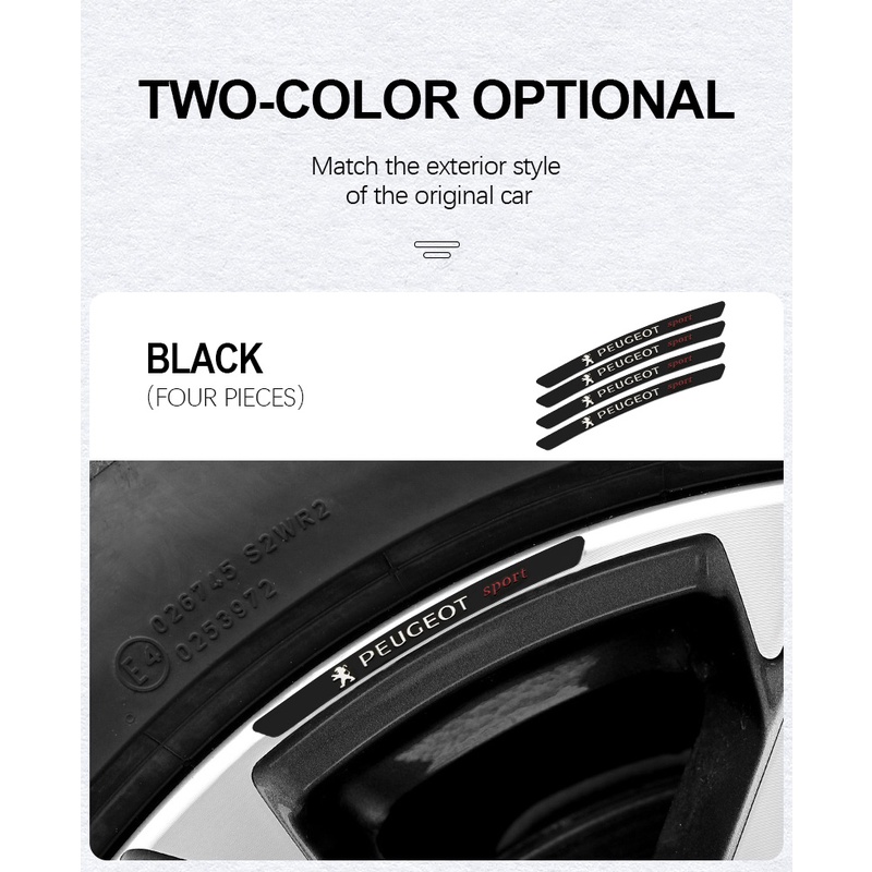 Miếng Dán Phản Quang Trang Trí Vành Bánh Xe Hơi Peugeot 3008 207 208 206 508 308 E Expert Rifter 2008 108 408 4008 5008