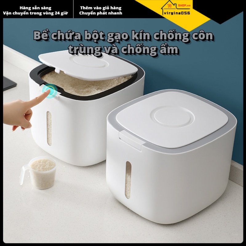 Có thể bán buôn Thùng chứa gạo PS ABS PP Bể chứa hạt kín cho nhà bếp gia đình Hàng giao ngayVirgina056