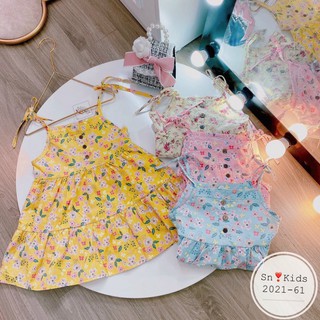 Váy 2 dây thắt nơ xinh yêu bé gái