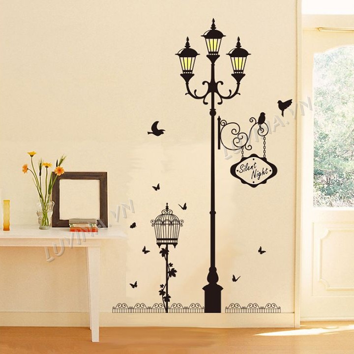 [RẺ VÔ ĐỊCH]-[ĐƠN 200K CÓ QUÀ TẶNG]-Decal trang trí lớp mầm non,phòng ngủ cho bé-Cột đèn đen-[GIAO TRONG NGÀY]