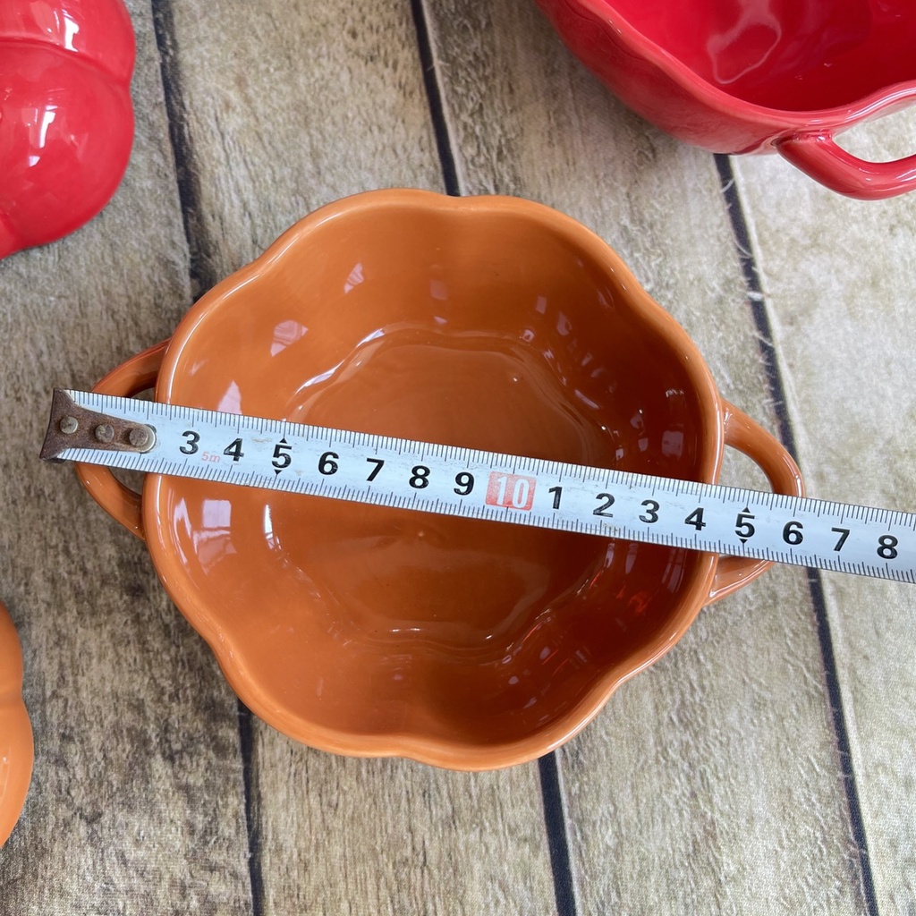 Bát sứ, bát sứ có nắp hình cà chua, bí ngô xinh xắn, có tai cầm, dùng được với lò vi sóng, dung tích 500ml