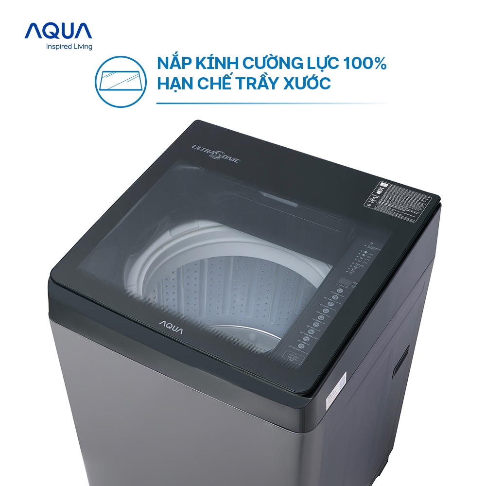 Freeship Toàn Quốc - Máy giặt cửa trên Aqua 10kg AQW-U100FT.BK