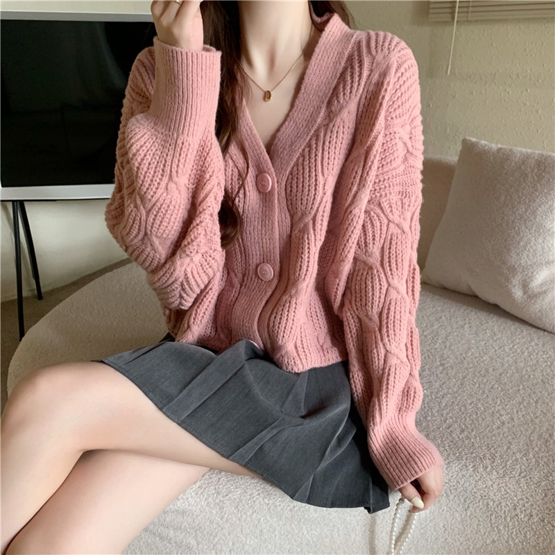 DIDIKA Áo khoác cardigan dệt kim dáng rộng ngắn phong cách retro Nhật Bản thời trang mùa thu 2022 dành cho bạn nữ