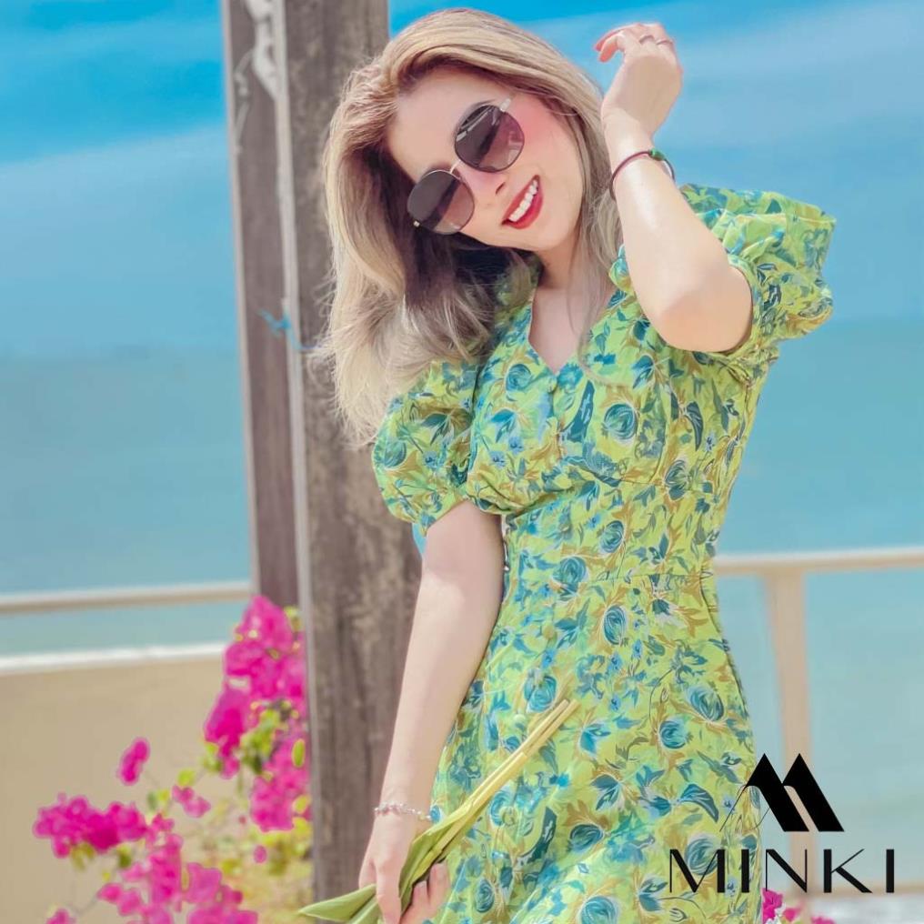 [TTTK] ĐẦM HOA TAY BỒNG DÁNG CHỮ A - CHẤT LIỆU CAO CẤP - MÀU XANH HOA | BigBuy360 - bigbuy360.vn