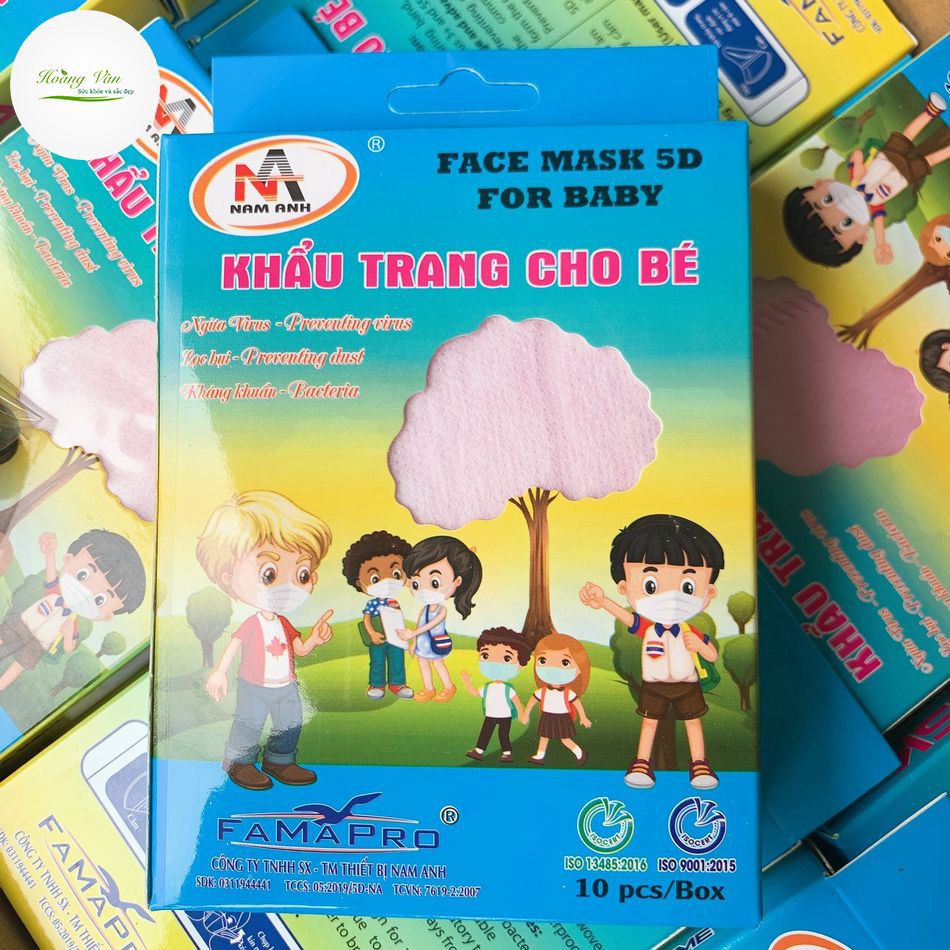 Khẩu trang cho bé 5D FAMAPRO - Hộp 10 cái - Hàng chính hãng Nam Anh - Nhiều màu sắc