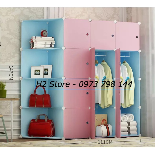 TỦ NHỰA LẮP GHÉP 16 Ô (GỒM 4 KỆ GÓC) ĐỂ ĐỒ ĐA NĂNG THÔNG MINH sâu 47cm