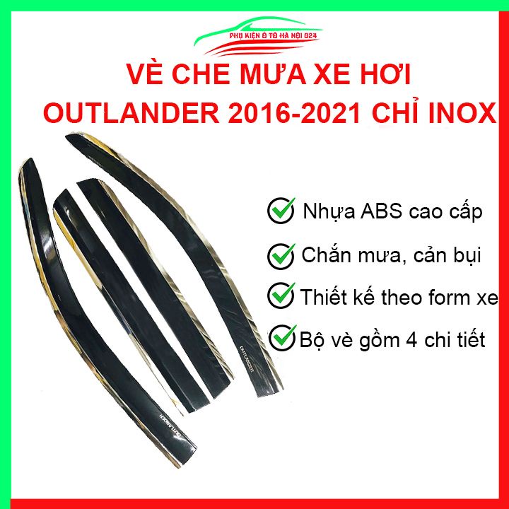 Vè che mưa ô tô Outlander 2016-2021 chỉ inox cao cấp