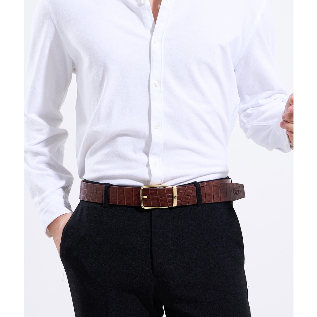 Thắt Lưng Nam Da Bò Cao Cấp Màu Đen, Màu Nâu WT Leather STAMP CROC
