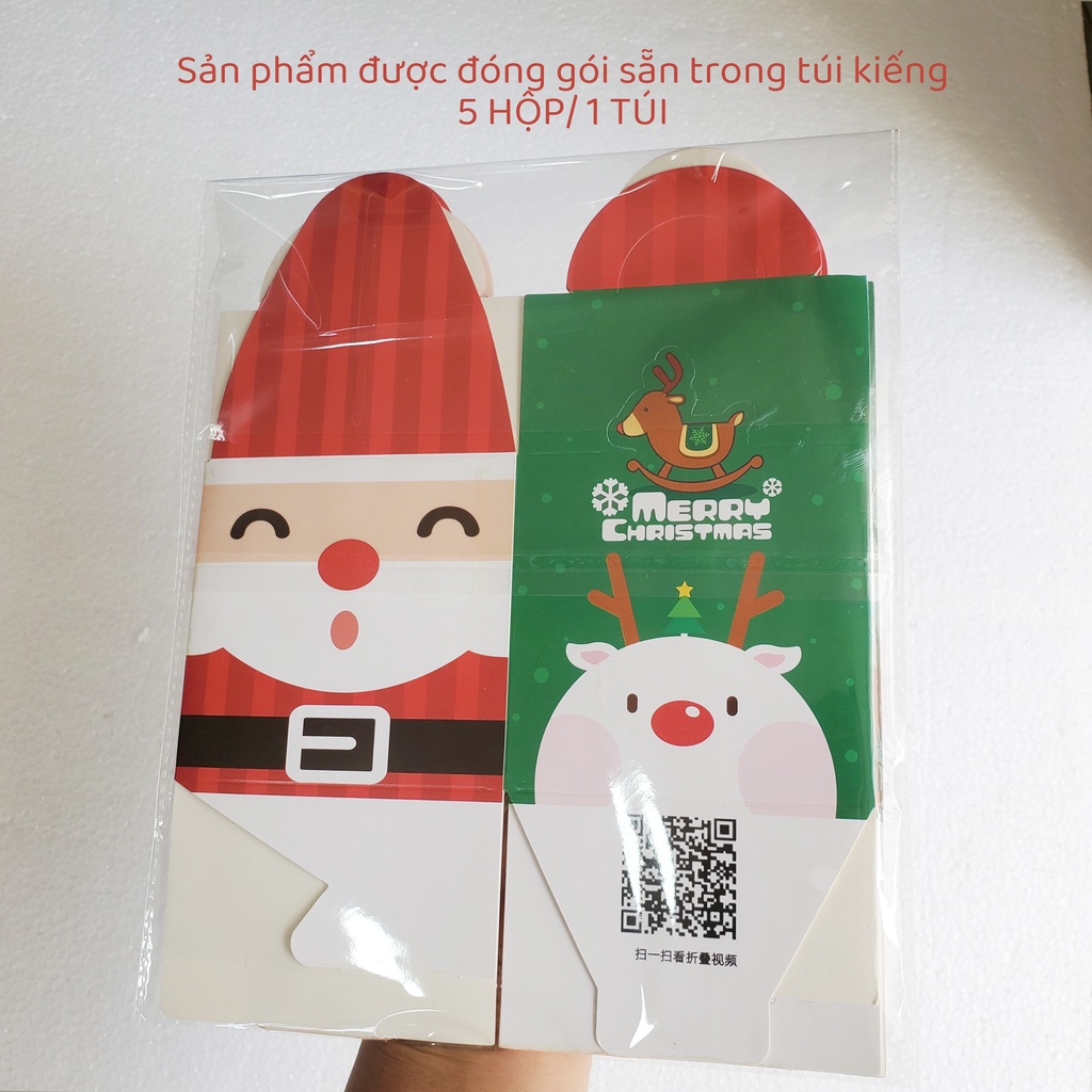 [Combo 5 Hộp] Hộp quà tặng, bánh kẹo - Mẫu Noel, Giáng sinh 2022 (9cm*9cm)