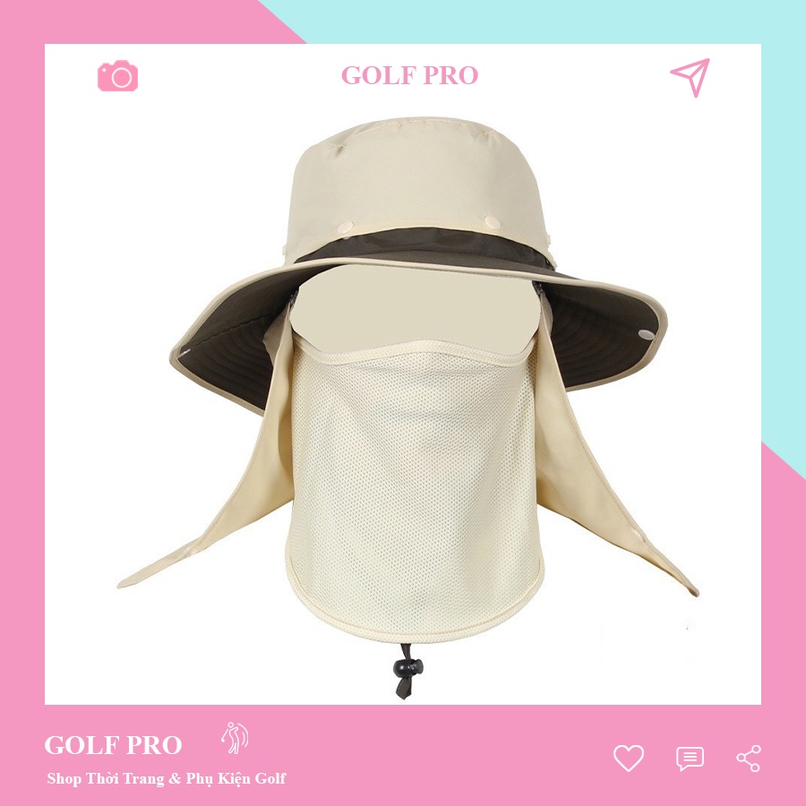 Mũ golf chống nắng nam nữ tai bèo vành rộng kèm khẩu trang GOLF PRO MN006