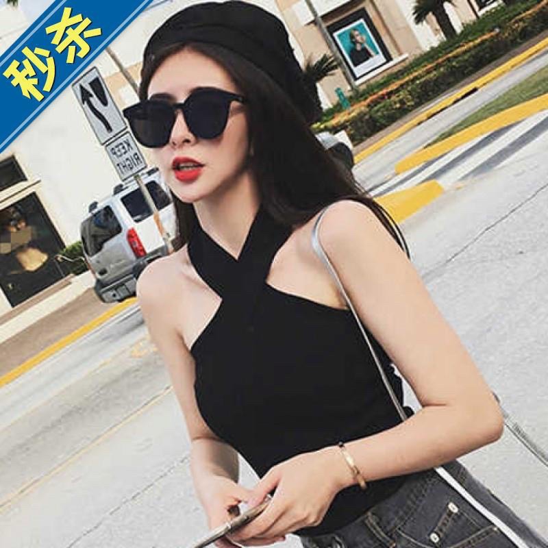 BÁN SỈ ÁO YẾM CHÉO CỔ ĐEN TRẮNG CHO NỮ | BigBuy360 - bigbuy360.vn