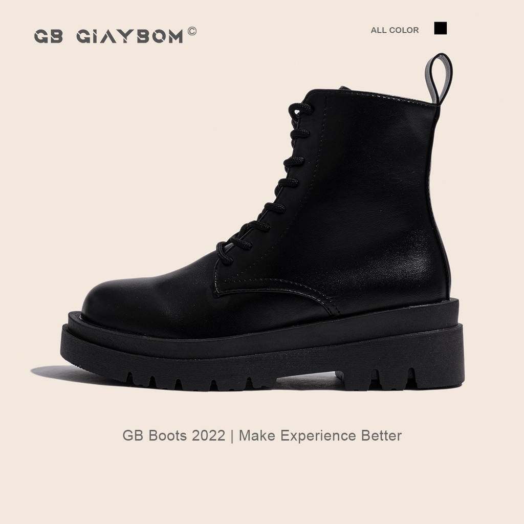 [Mã WABRMH99 giảm 12% đơn 99K]Giày Boot Nữ Cổ Cao Da Bóng Thắt Dây giayBOM B1626