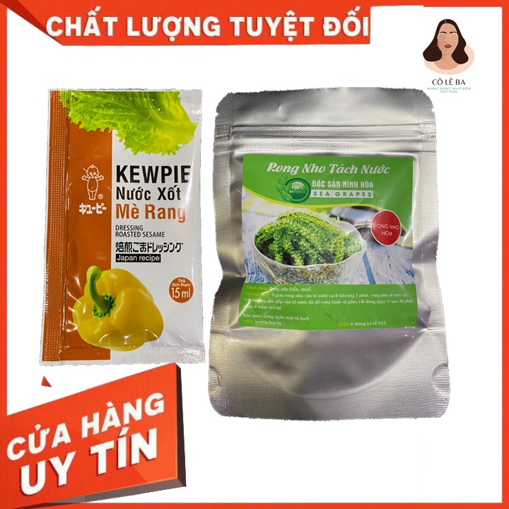 Combo 1 Gói Rong Nho Tách Nước Khánh Hoà Cô Lê Ba 30Gr + 1 Gói Mè Rang 15ml