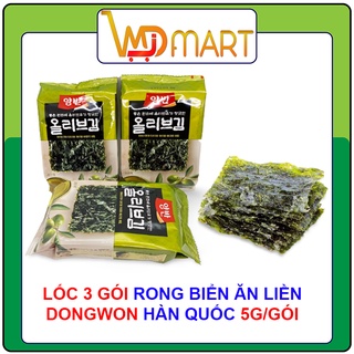 Lốc 3 gói rong biển ăn liền Dongwon tẩm dầu oliu Hàn quốc 5g/gói