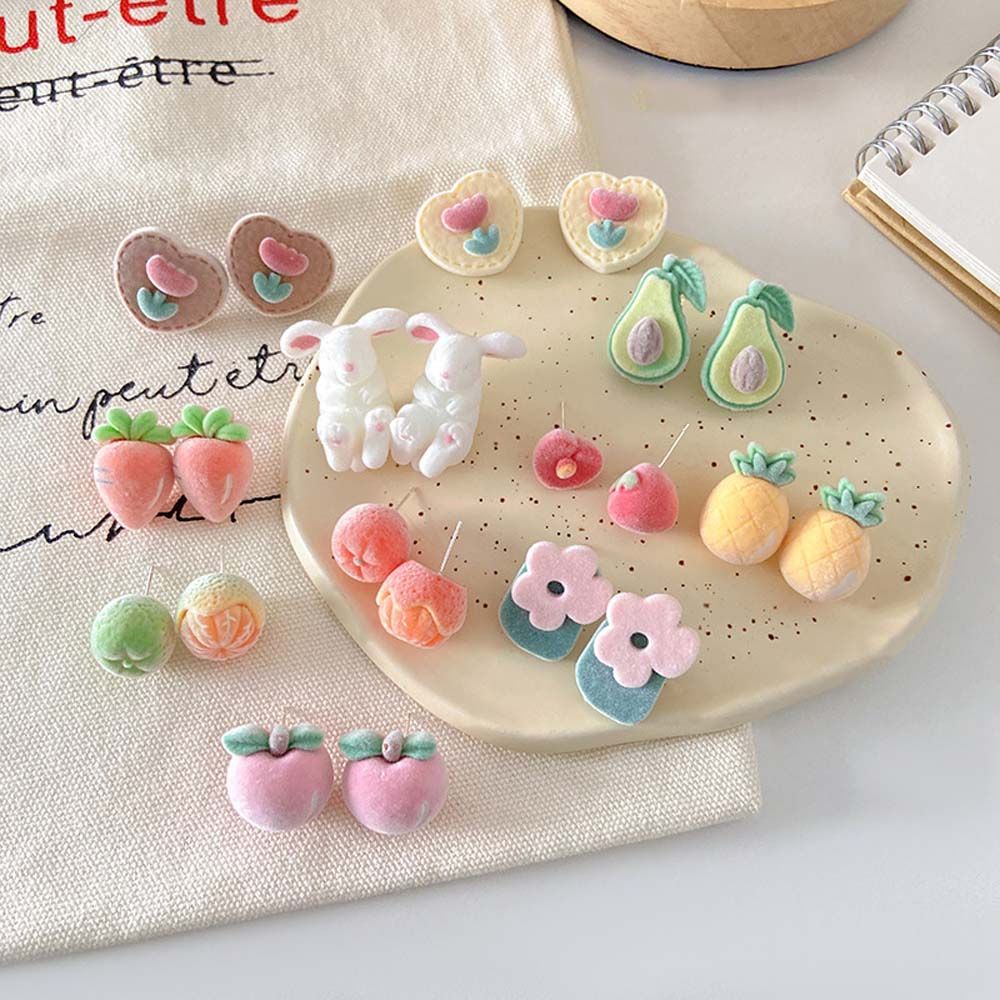 Khuyên tai xỏ lỗ bằng nhựa resin hình quả đào dễ thương đơn giản phong cách Hàn Quốc cho nữ